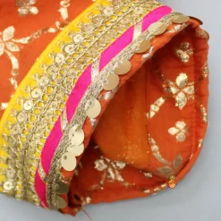 Sale Gota Work Off White Top And Chanderi Embroidered Orange Patiala With Fringes Detailed Dupatta Ethnic Wear | Dhotis & Patialas