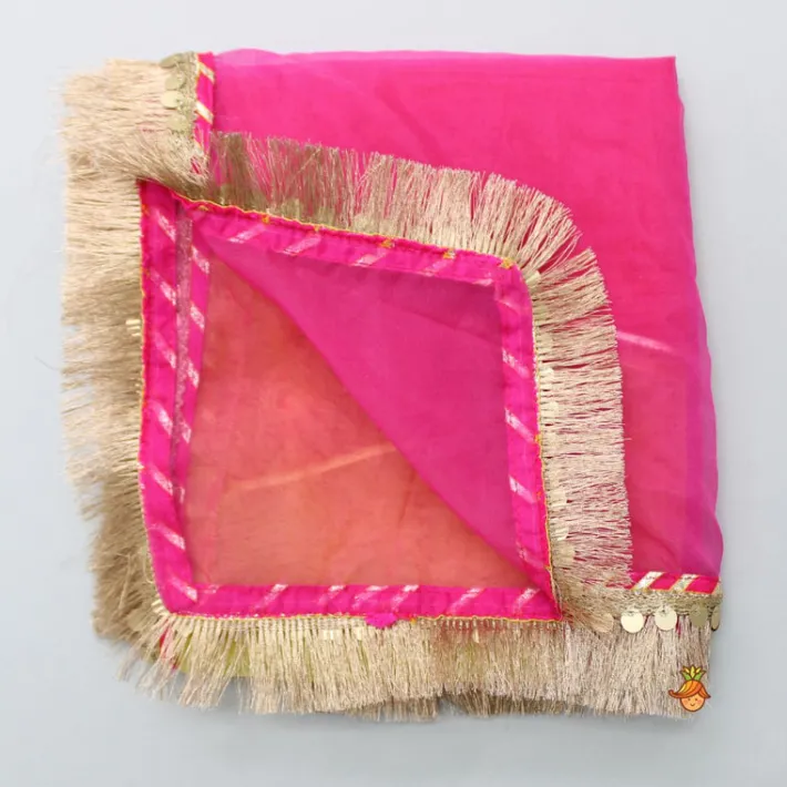 Sale Gota Work Off White Top And Chanderi Embroidered Orange Patiala With Fringes Detailed Dupatta Ethnic Wear | Dhotis & Patialas
