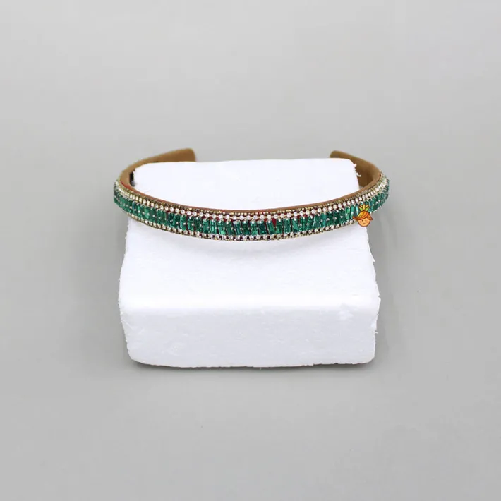 Outlet Green Artificial Stones Embellished Hairband Hair Accessories | Hair Bands