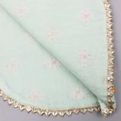 Clearance Green Chanderi Embroidered Kurti And Lehenga Ethnic Wear | Lehengas & Ghagras