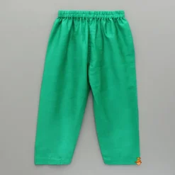 Clearance Green Chanderi Kurta With Attached Flap And Pyjama BOY Indian Ethnic Wear | Ethnic Sets