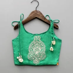 Clearance Green Dori Embroidered Strappy Top And Stylish Layered Lehenga Ethnic Wear | Lehengas & Ghagras