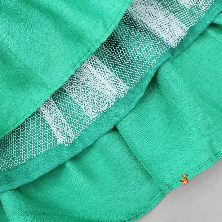 Clearance Green Dori Embroidered Strappy Top And Stylish Layered Lehenga Ethnic Wear | Lehengas & Ghagras