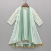 Best Green Dual Tone Embroidered Sleeves High Low Kurti Ethnic Wear | Kurtis & Jumpsuits