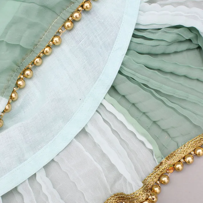 Best Green Dual Tone Embroidered Sleeves High Low Kurti Ethnic Wear | Kurtis & Jumpsuits