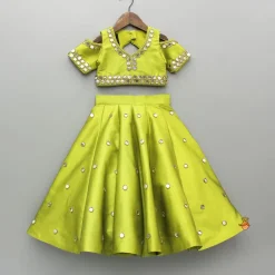 Best Green Embellished Stylish Top And Lehenga With Matching Dupatta Ethnic Wear | Lehengas & Ghagras
