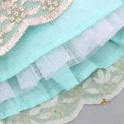 Discount Green Embroidered And Embellished Cape Attached Top With Flared Lehenga Ethnic Wear | Lehengas & Ghagras