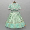 Outlet Green Embroidered Embellished Top And Brocade Embroidered Lehenga Ethnic Wear | Lehengas & Ghagras