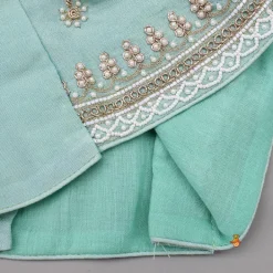 Outlet Green Embroidered Embellished Top And Brocade Embroidered Lehenga Ethnic Wear | Lehengas & Ghagras