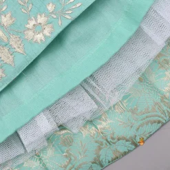 Outlet Green Embroidered Embellished Top And Brocade Embroidered Lehenga Ethnic Wear | Lehengas & Ghagras
