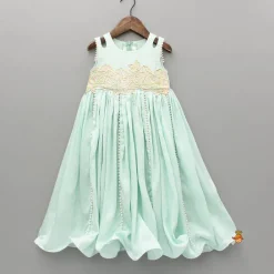 Best Green Embroidered Flared Kurti Ethnic Wear | Kurtis & Jumpsuits
