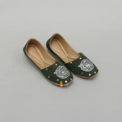 Fashion Green Embroidered Jutti BOY Shoes