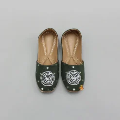 Fashion Green Embroidered Jutti BOY Shoes