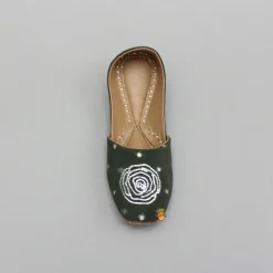 Fashion Green Embroidered Jutti BOY Shoes