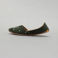 Fashion Green Embroidered Jutti BOY Shoes