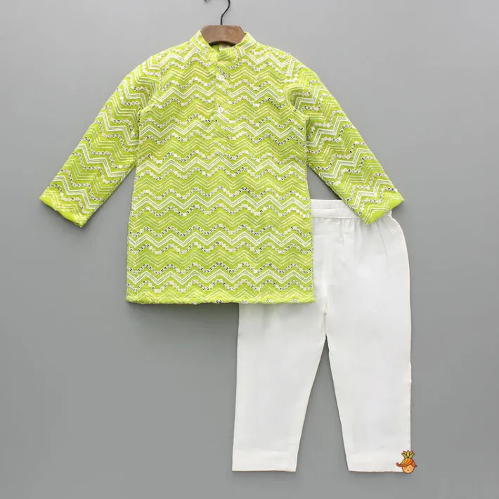 Best Green Embroidered Kurta And Pyjama BOY Indian Ethnic Wear | Ethnic Sets