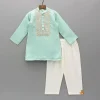 New Green Embroidered Kurta And Pyjama BOY Indian Ethnic Wear | Ethnic Sets