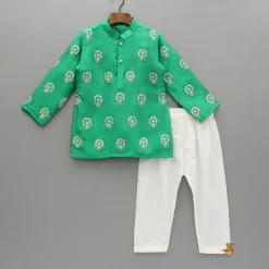 Fashion Green Embroidered Kurta And Pyjama BOY Indian Ethnic Wear | Ethnic Sets