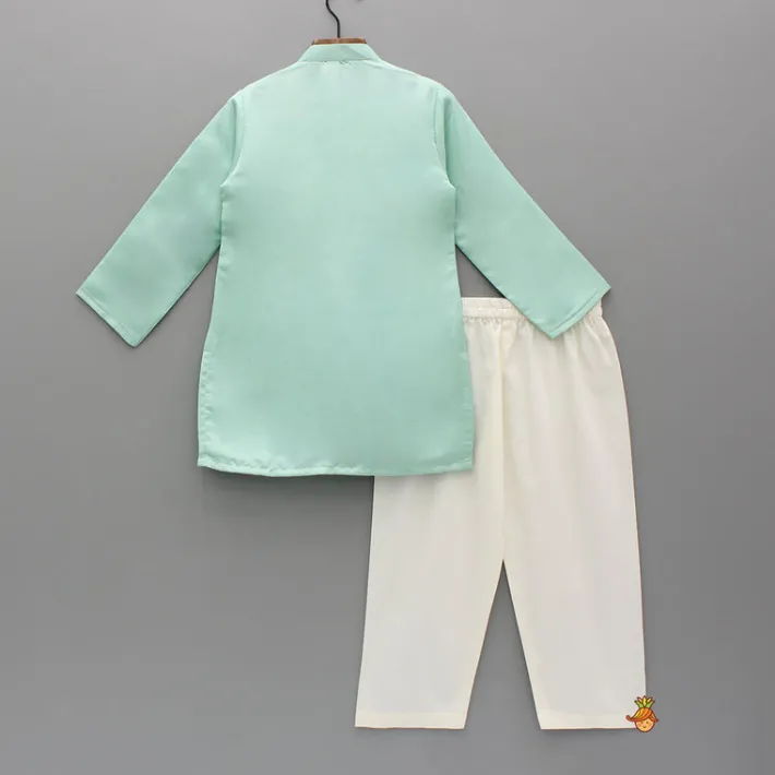 New Green Embroidered Kurta And Pyjama BOY Indian Ethnic Wear | Ethnic Sets