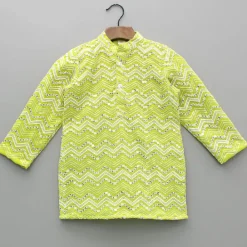 Best Green Embroidered Kurta And Pyjama BOY Indian Ethnic Wear | Ethnic Sets