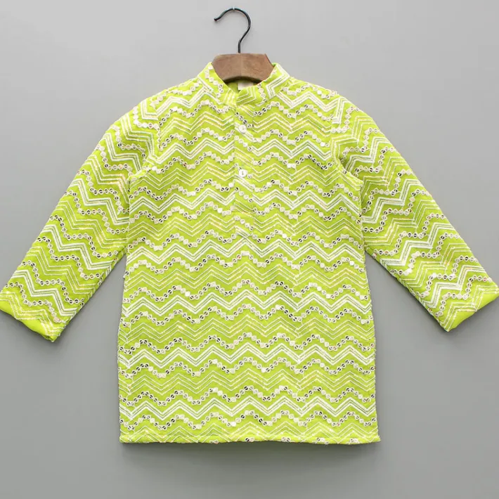 Best Green Embroidered Kurta And Pyjama BOY Indian Ethnic Wear | Ethnic Sets