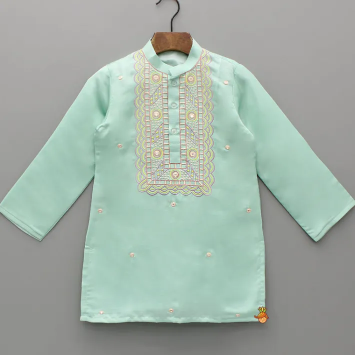 New Green Embroidered Kurta And Pyjama BOY Indian Ethnic Wear | Ethnic Sets