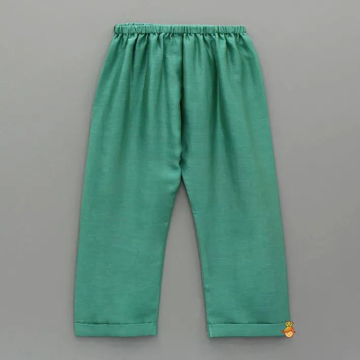 Hot Green Embroidered Kurta And Pyjama BOY Twinning Sets | Indian Ethnic Wear