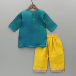 New Green Embroidered Kurti And Pant With Dupatta Ethnic Wear | Churidars & Salwars