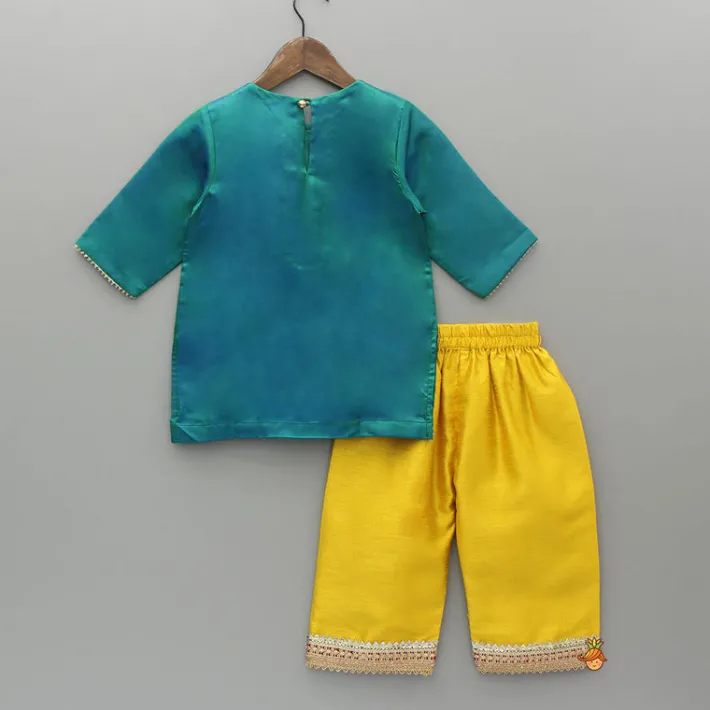 New Green Embroidered Kurti And Pant With Dupatta Ethnic Wear | Churidars & Salwars