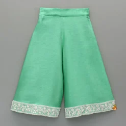 Best Green Embroidered Kurti And Flared Palazzo Ethnic Wear | Palazzos & Shararas