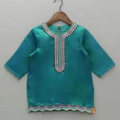 New Green Embroidered Kurti And Pant With Dupatta Ethnic Wear | Churidars & Salwars