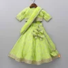 Best Green Embroidered Lacework Top With Lehenga And Attached Dupatta Ethnic Wear | Lehengas & Ghagras