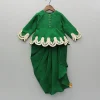Fashion Green Embroidered Peplum Top And Stylish Dhoti Skirt Ethnic Wear | Dhotis & Patialas