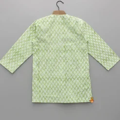 Online Green Floral Hand Block Printed Cotton Kurta BOY Indian Ethnic Wear | Kurtas