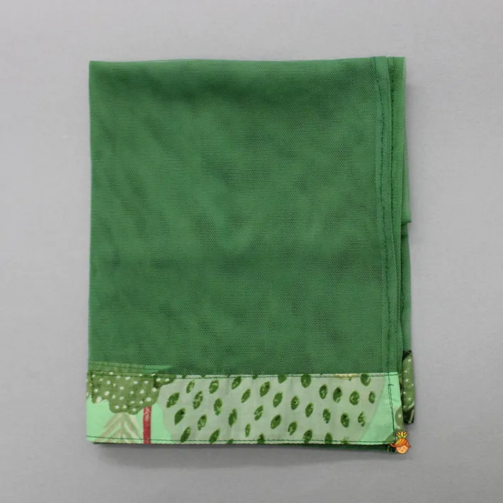 Best Green Floral Printed Kurti With Matching Palazzo And Net Dupatta Ethnic Wear | Palazzos & Shararas