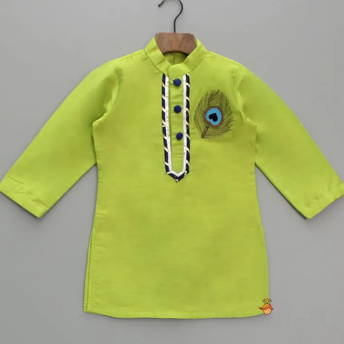 Fashion Green Gota Lace Detailed Kurta With Dhoti BOY Indian Ethnic Wear | Ethnic Sets