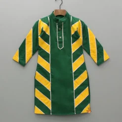Clearance Green Gota Lace Detailing Kurta And Pant BOY Indian Ethnic Wear | Ethnic Sets