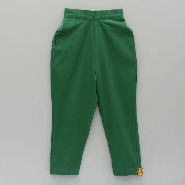 Clearance Green Gota Lace Detailing Kurta And Pant BOY Indian Ethnic Wear | Ethnic Sets
