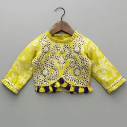 Best Green Gota Patti Embellished Top With Flared Palazzo Ethnic Wear | Palazzos & Shararas