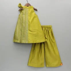 Clearance Green Halter Neck Knot Detailed Kurti And Palazzo Ethnic Wear | Palazzos & Shararas