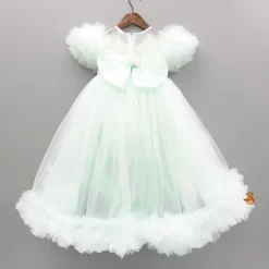 Best Green High Low Dress With Butterflies Embellished And Detachable Bow Dresses & Sets | Dresses