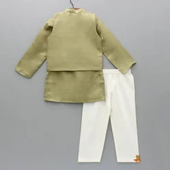 Online Green Kurta And Embroidered Jacket With Pyjama BOY Indian Ethnic Wear | Ethnic Sets
