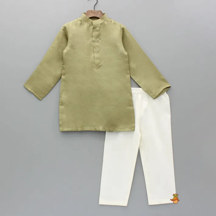 Online Green Kurta And Embroidered Jacket With Pyjama BOY Indian Ethnic Wear | Ethnic Sets