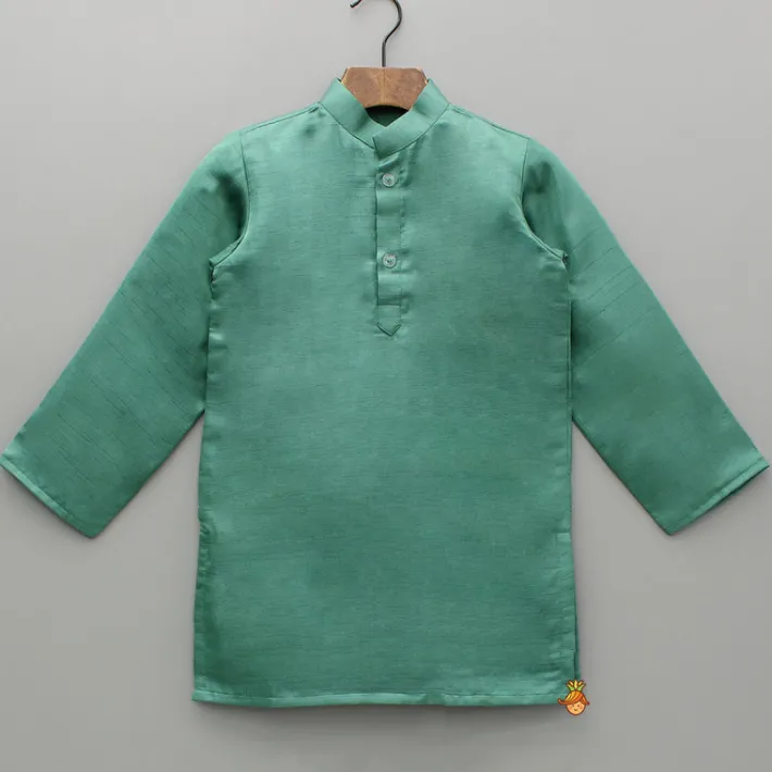 Hot Green Kurta And Embroidered Jacket With Pyjama BOY Indian Ethnic Wear | Ethnic Sets