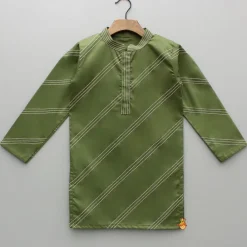 Sale Green Kurta And Printed Jacket With Pyjama BOY Indian Ethnic Wear | Ethnic Sets