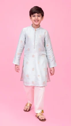 Sale Green Kurta With Detailed Loop Buttons And Pyjama BOY Indian Ethnic Wear | Ethnic Sets