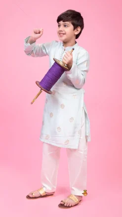 Sale Green Kurta With Detailed Loop Buttons And Pyjama BOY Indian Ethnic Wear | Ethnic Sets