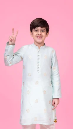 Sale Green Kurta With Detailed Loop Buttons And Pyjama BOY Indian Ethnic Wear | Ethnic Sets