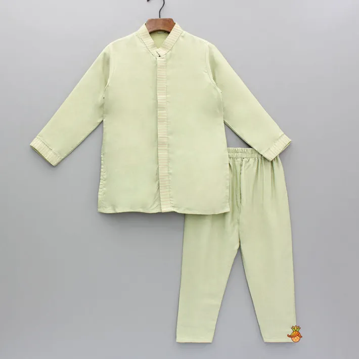 Fashion Green Kurta With Embroidered Jacket And Pyjama BOY Indian Ethnic Wear | Ethnic Sets