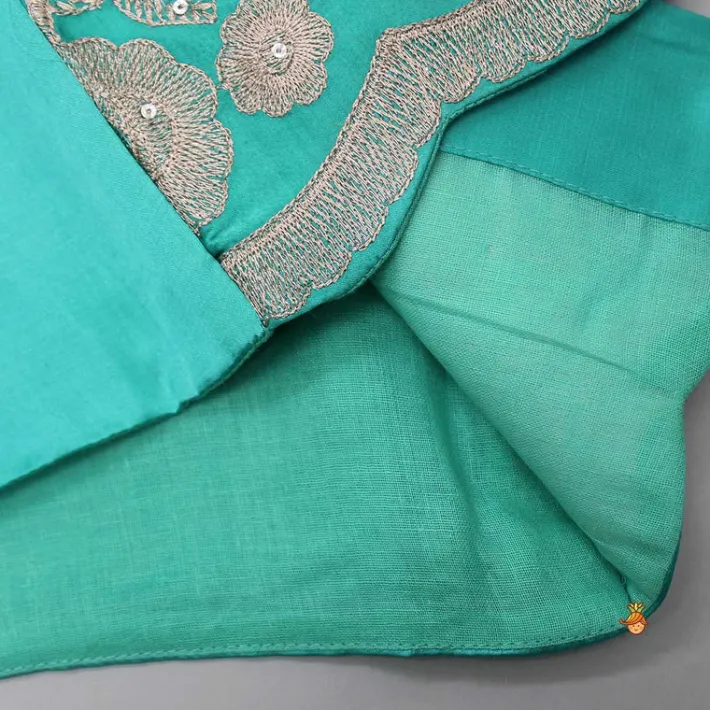 Best Green Kurta With Embroidered Open Jacket And Pyjama BOY Twinning Sets | Indian Ethnic Wear